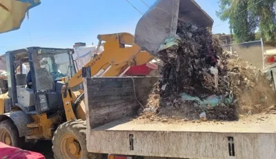 جمع ورفع 50 طنًا من النفايات والمخلفات وفتح طريق في سوق الجمعة بحي ثاني الإسماعيلية