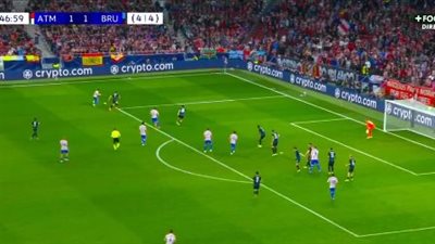 أتلتيكو مدريد ضد كلوب بروج.. ملخص اهداف ونتيجة مباراة اتلتيكو مدريد وكلوب بروج في دوري ابطال اوروبا بعد مرور 50 دقيقة