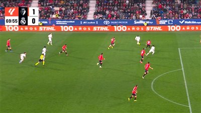 أوساسونا ضد الريال.. استمرار تقدم أوساسونا على ريال مدريد بهدف نظيف بعد مرور 70 دقيقة