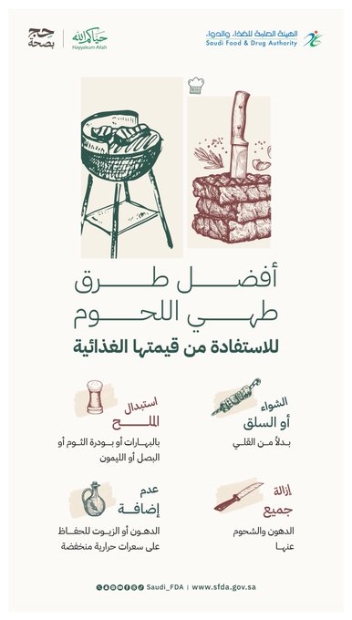 الهيئة العامة للغذاء والدواء توضح أفضل طرق لطهي اللحوم للحفاظ على قيمتها الغذائية