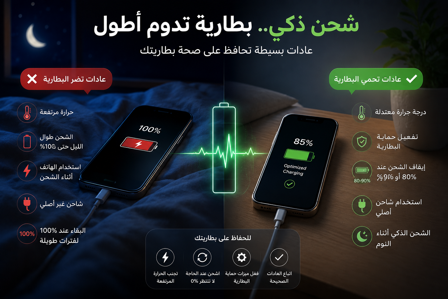 انتبة .. شحن هاتفك طوال الليل وانت نائم 🔋😴