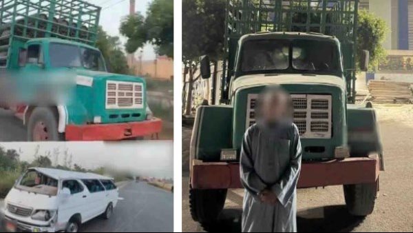 الداخلية تكشف لغز فيديو اصطدام سيارة نقل بميكروباص والهرب في بني سويف