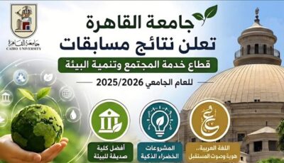 جامعة القاهرة تعلن نتائج مسابقات قطاع خدمة المجتمع وتنمية البيئة للعام الجامعي 2025/2026