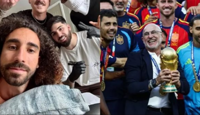 كوكوريلا ينفذ وعده بعد التتويج.. وشم وجه دي لا فوينتي يثير التفاعل