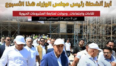 بالإنفوجراف.. أبرز أنشطة رئيس مجلس الوزراء هذا الأسبوع