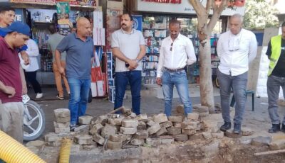 إصلاح كسر في خط مياه رئيسي بالعجوزة