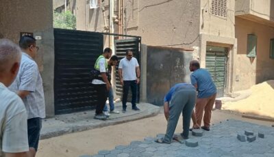 استمرار أعمال تطوير ورفع كفاءة شارع الفتح بالعجوزة