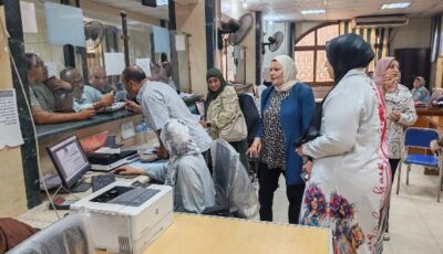 رئيس حى غرب شبرا الخيمة تتابع ميدانيا شكاوى المواطنين بالمركز التكنولوجي