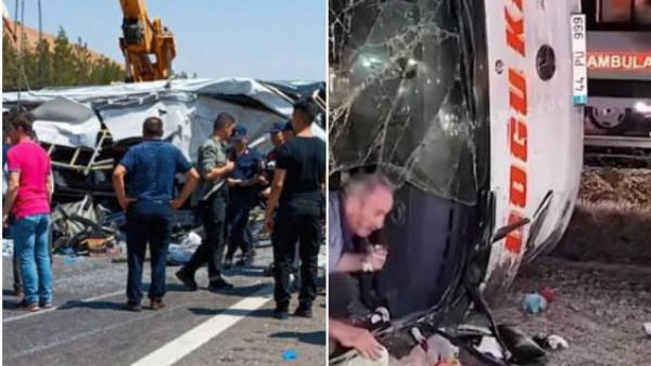 مقتل 7 اشخاص بينهم طفــلان في حادث انقـ.ـلاب أتوبيس بتركيا